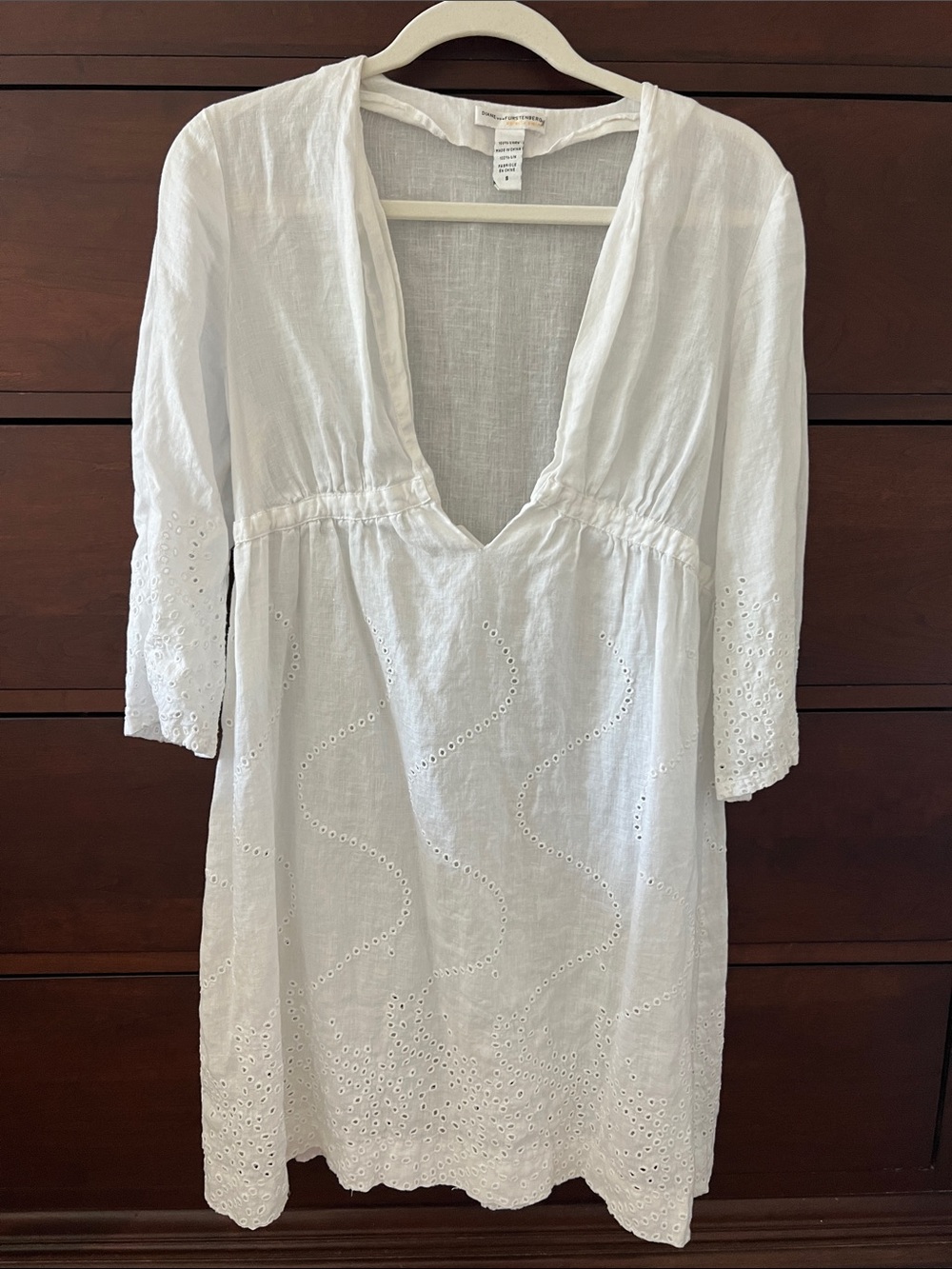 Diane von Furstenberg Soleil Swim White Linen Cover Up Dress - Picture 5 of 8